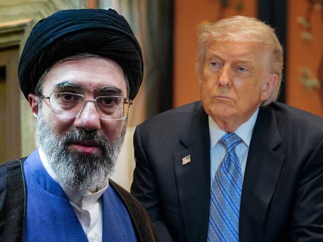 El líder de Irán, Mojtaba Jamenei, y el presidente de Estados Unidos, Donald Trump, en una imagen compuesta.
Foto de Jamenei: AFP
Foto de Trump: Getty Images.