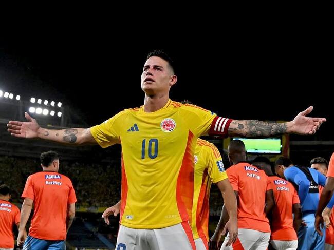 James Rodríguez y la celebración del primer gol ante Bolivia. Foto: Cortesía Selección Colombia