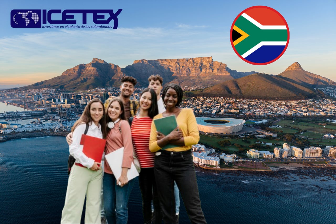 Foto de referencia. Logo ICETEX: Colprensa - Ciudad de Cabo, bandera de Sudáfrica, estudiantes: Getty Images. 