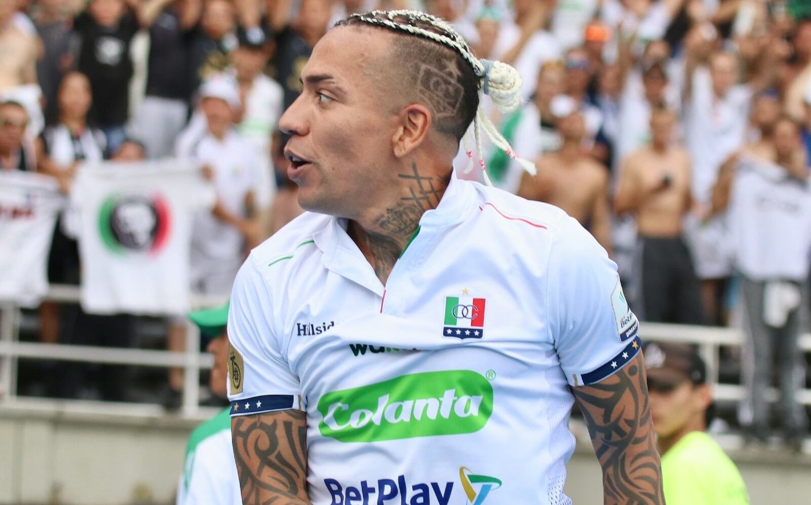 Dayro Moreno celebra el gol marcadoante Deportivo Pereira / Foto: @oncecaldas