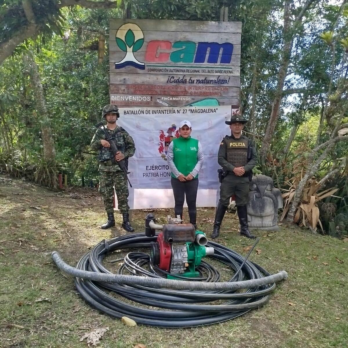 En el Huila decomisan herramientas para extraer agua de manera ilegal