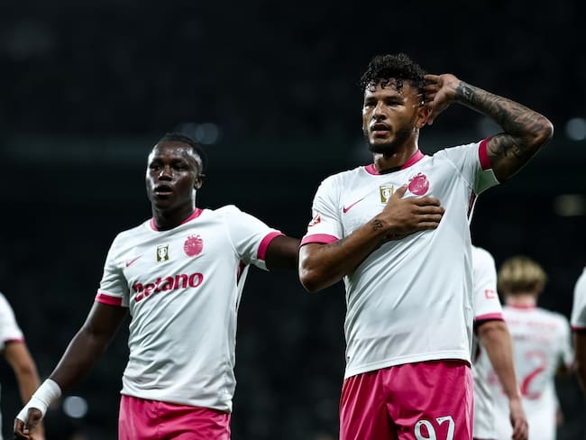 Luis Javier Suárez celebra su gol ante el Braga / Twitter: @SportingCP