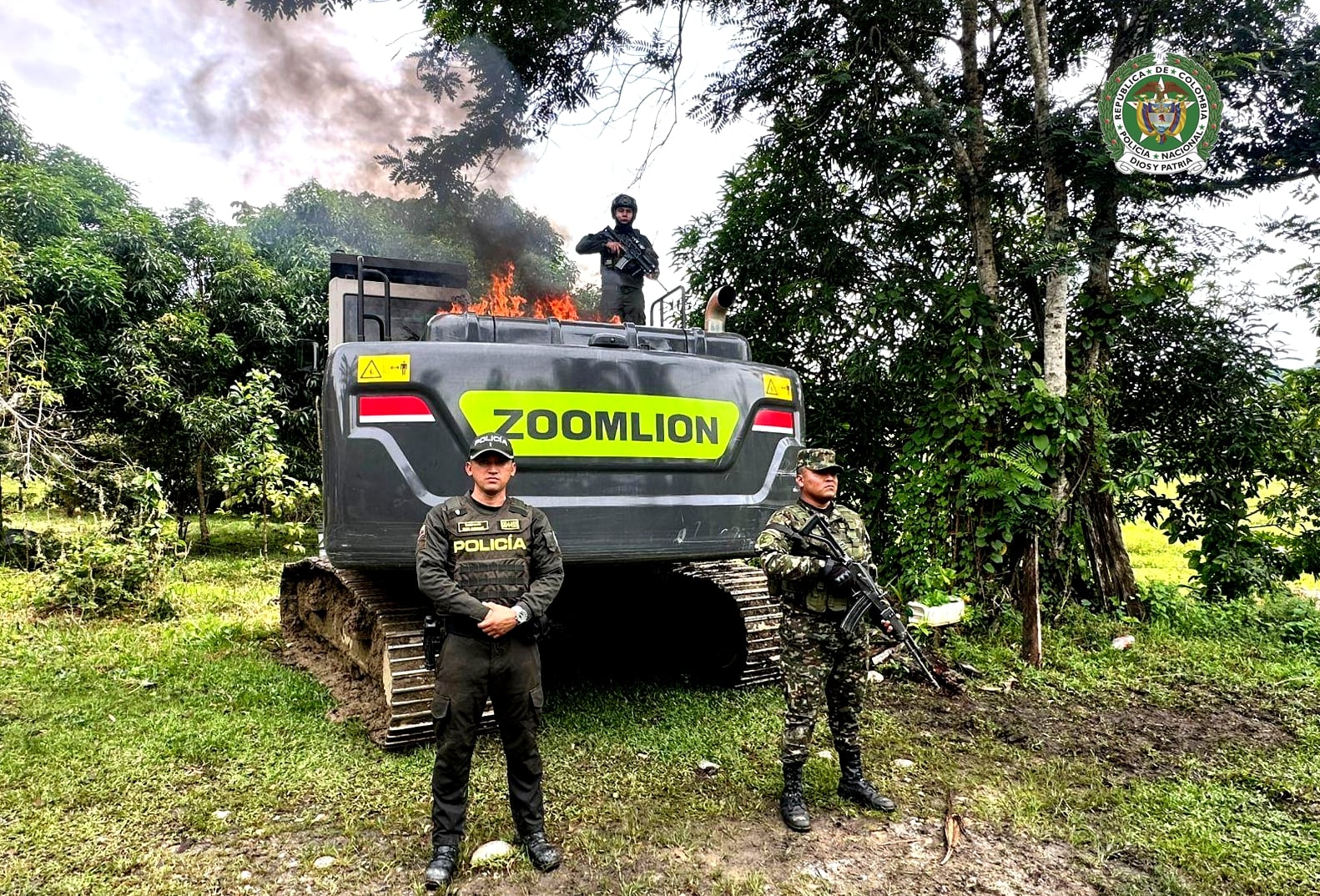 Destrucción de unidades mineras en San Luis, Antioquia. Foto: Policía.