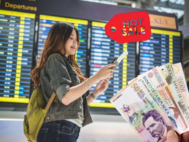 Vuelos baratos del 13 al 17 de marzo: Hot sale Colombia 2025 trae descuentos imperdibles. Imagen de fondo tomada de Canva 