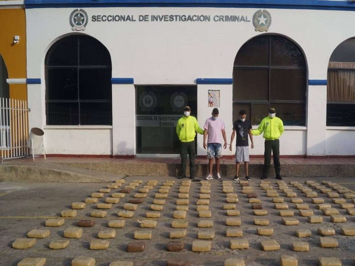 Capturan a dos sujetos e incautan más de 150 kilos de marihuana en Montería