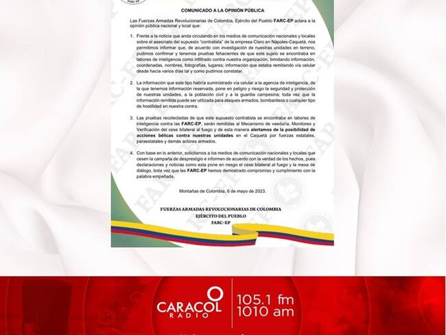 El grupo armado reconoció el homicidio del funcionario y el por qué del mismo.