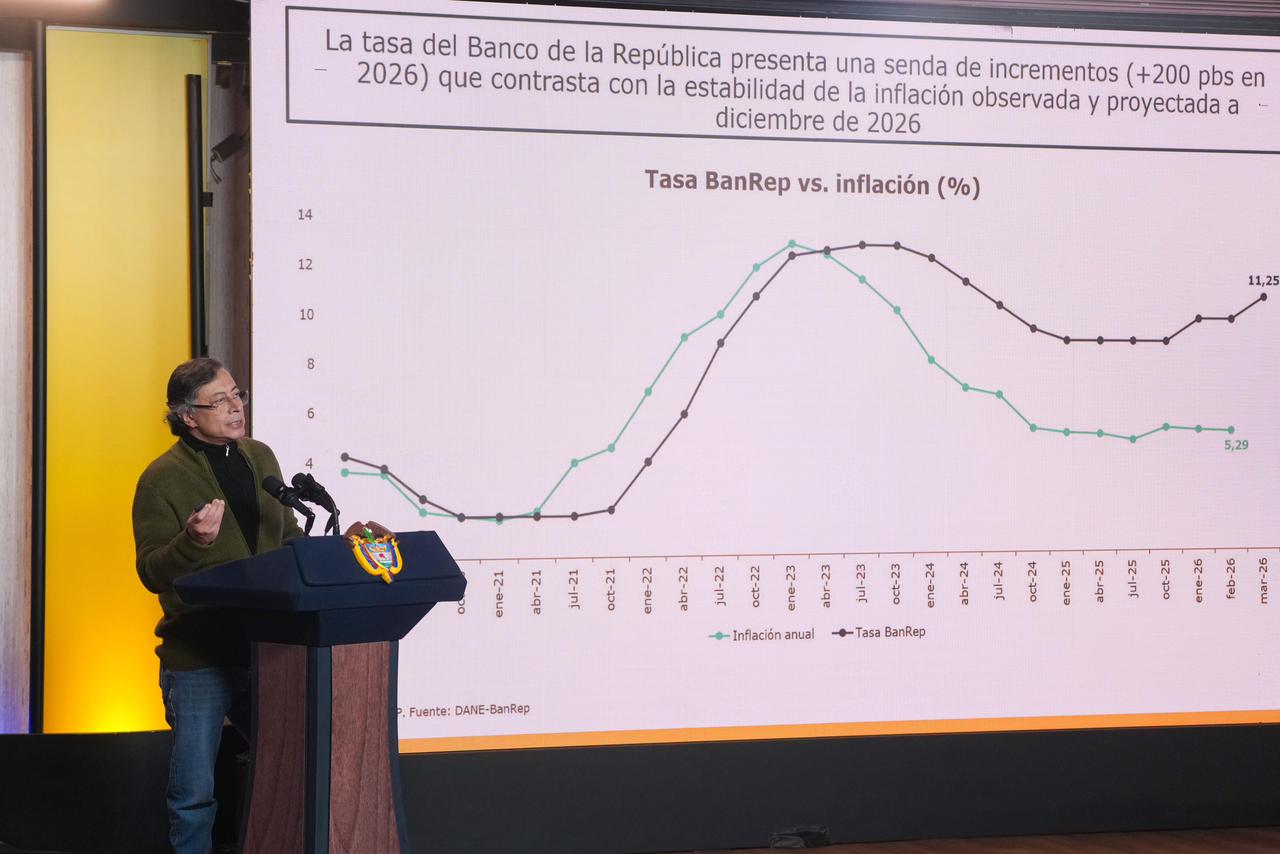 Alocución presidencial del presidente Gustavo Petro, donde se refirió a la reciente decisión del Banco de la República. Foto: Presidencia de la República