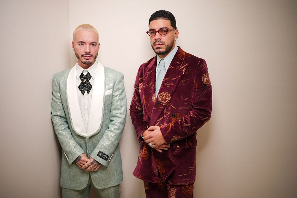 J Balvin, Ryan Castro at the Amiri show as part of Paris Men's Fashion Week on June 26, 2025 in Paris, France. (Photo by Swan Gallet/WWD via Getty Images)