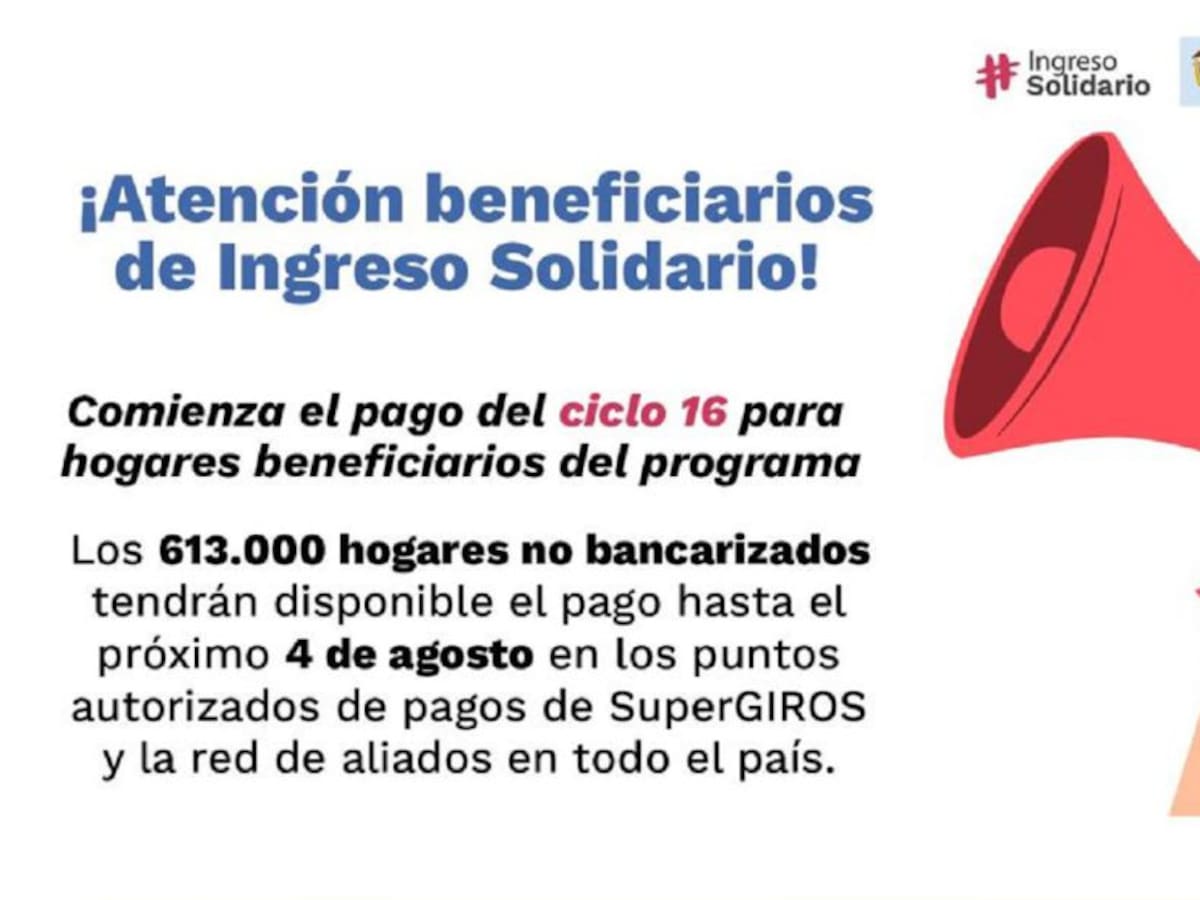 Alcaldía anunció que iniciaron los pagos del ciclo 16 de Ingreso Solidario