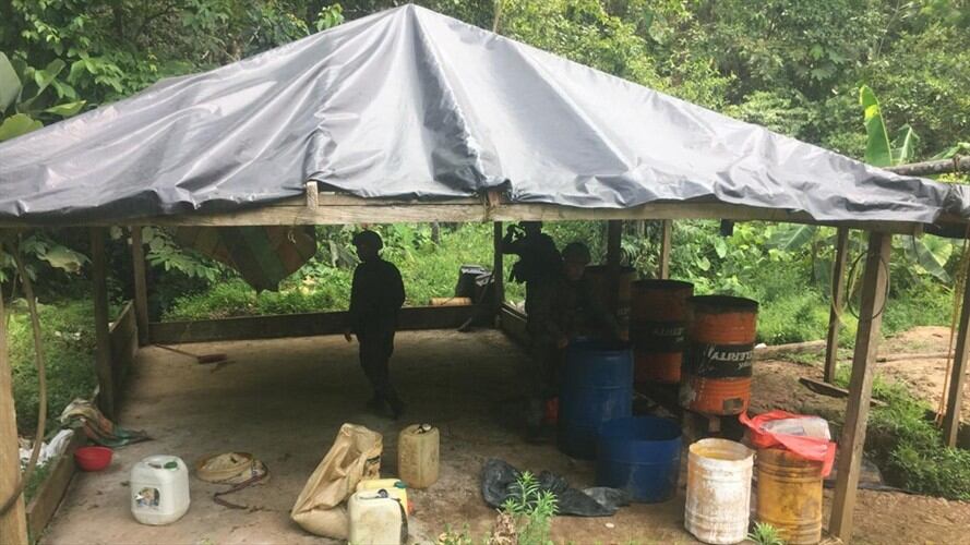 Laboratorios para el procesamiento de coca. Foto: ARCHIVO Policía Nacional