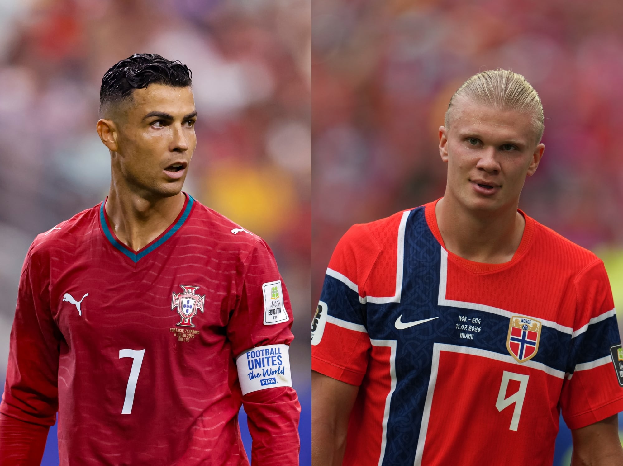 Cristiano Ronaldo y Erling Haaland. Foto: Getty Images.
