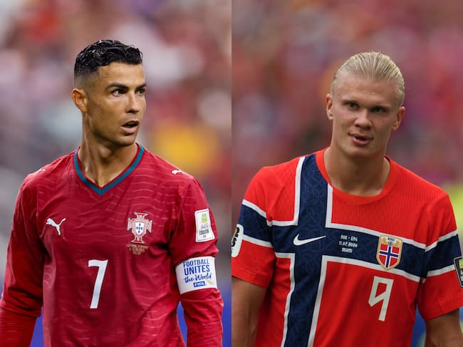 Cristiano Ronaldo y Erling Haaland. Foto: Getty Images.