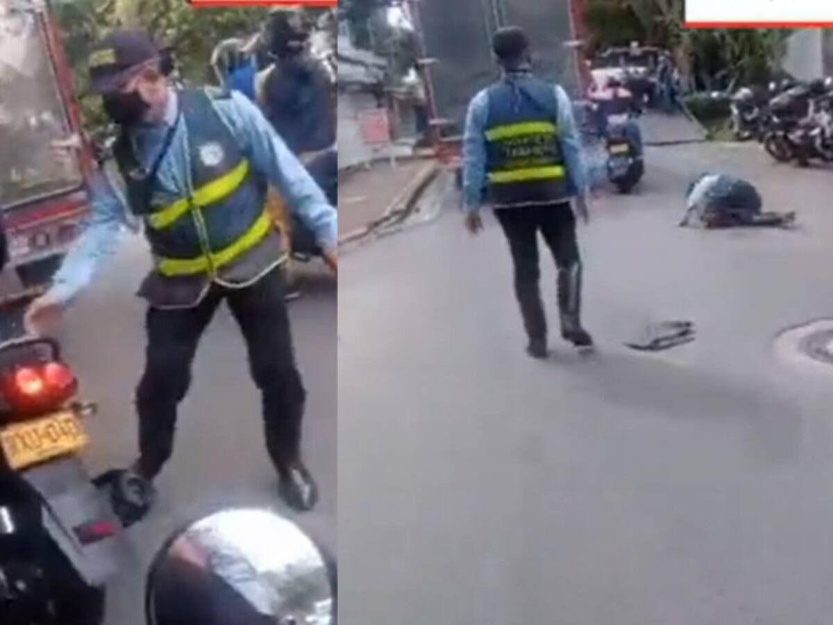 Video: Mujer en moto no le importó un retén y arrastró a un policía