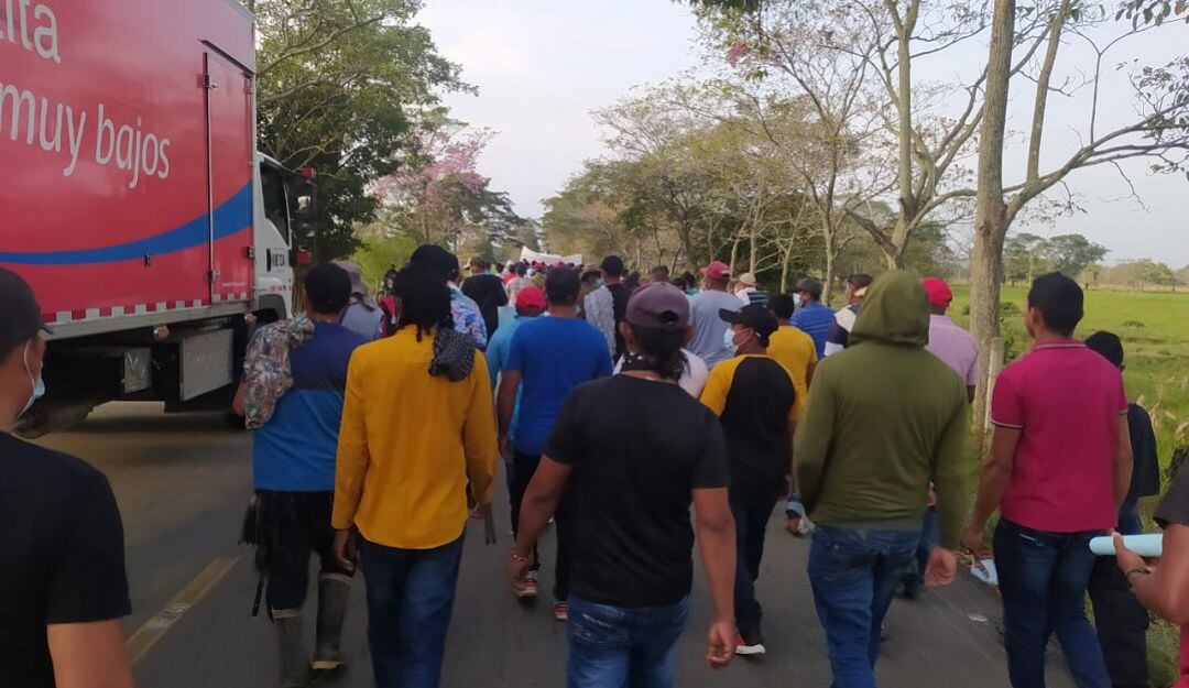 Paro de campesinos que son beneficiarios del PNIS en Córdoba.