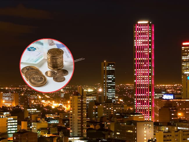Torre Colpatria iluminada / Dinero colombiano (Getty Images)