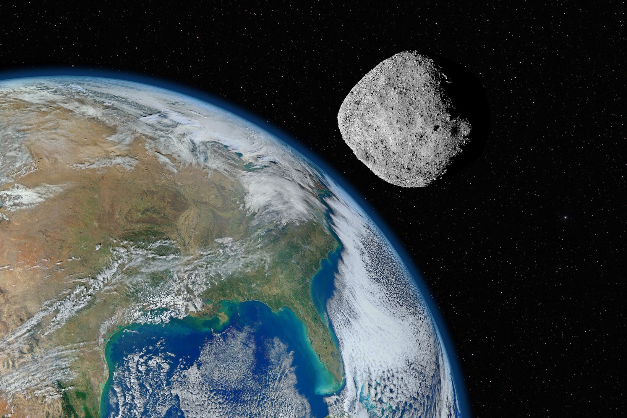 Peligroso asteroide acercándose al planeta Tierra, elementos de esta imagen proporcionada por la NASA, GettyImages