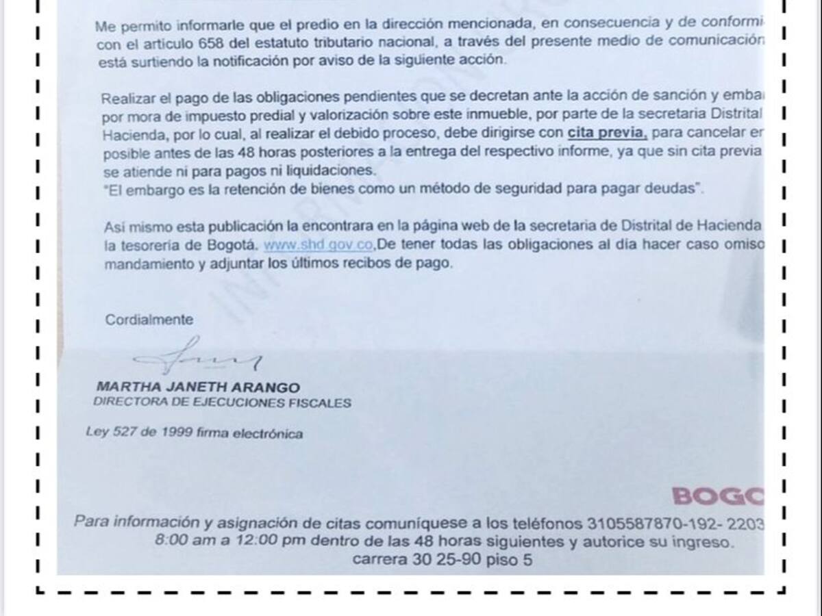 ¡Ojo! Estafadores están repartiendo cartas falsas para pago del predial y la valorización