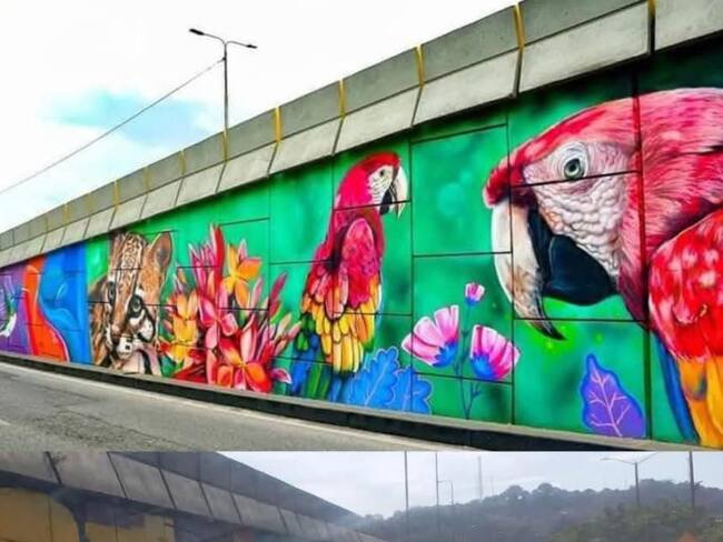 Antes y después del mural en el puente Carlos Ramírez en Cúcuta / Foto: Alcaldía de Cúcuta