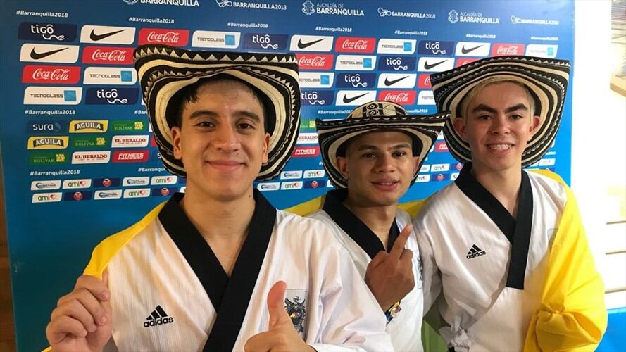 Issac Vélez, Juan Bustamante y Luis Álvarez. Foto: Twitter Barranquilla 2018