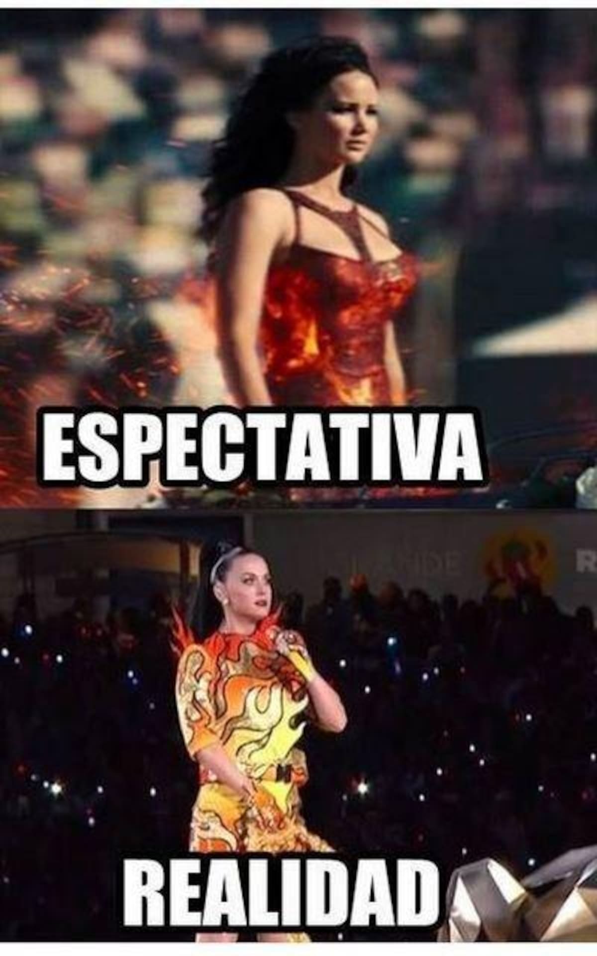 Los usuarios de las redes sociales crearon chistes gráficos sobre el partido y la presentación de Katy Perry. Fotos: Difusión.