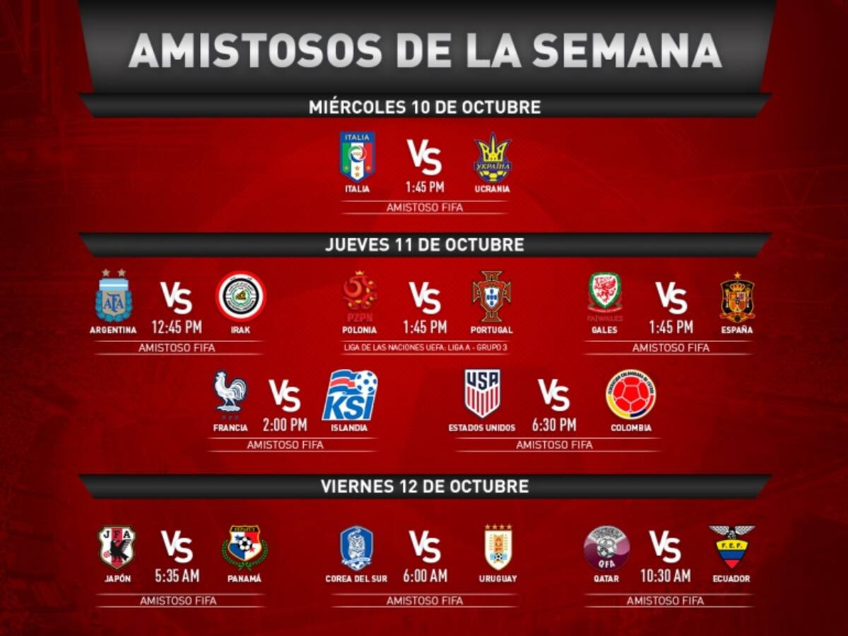 Amistosos FIFA y Liga de Naciones: Agéndese con los partidos de la semana