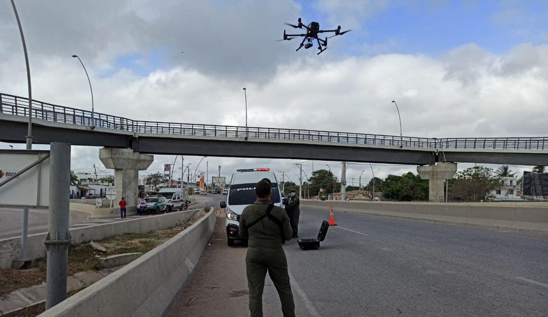 Uno de los drones utilizados por las autoridades en Barranquilla.