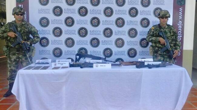 Decomisan caleta con armamento en Putumayo. Foto: Ejército Nacional