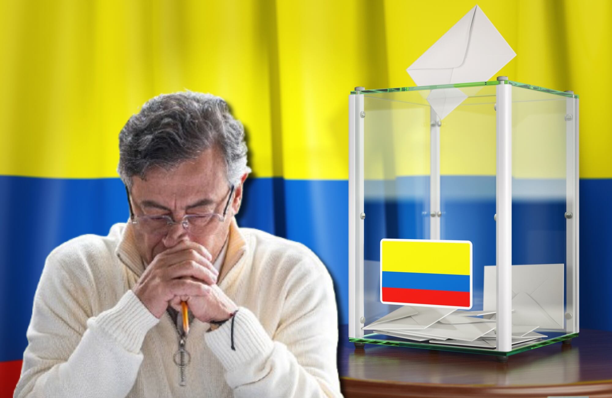 Presidente Gustavo Petro e imagen de referencia de elecciones Colombia. Fotos: (Photo by Diego Cuevas/Getty Images) / Getty Images