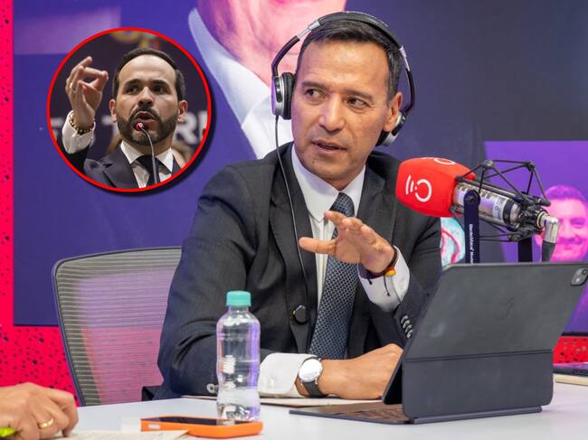 En el fondo, Pedro Sánchez, ministro de Defensa. En el círculo, Abelardo de la Espriella, presidente electo de Colombia. Fotos: Caracol Radio y Colprensa.