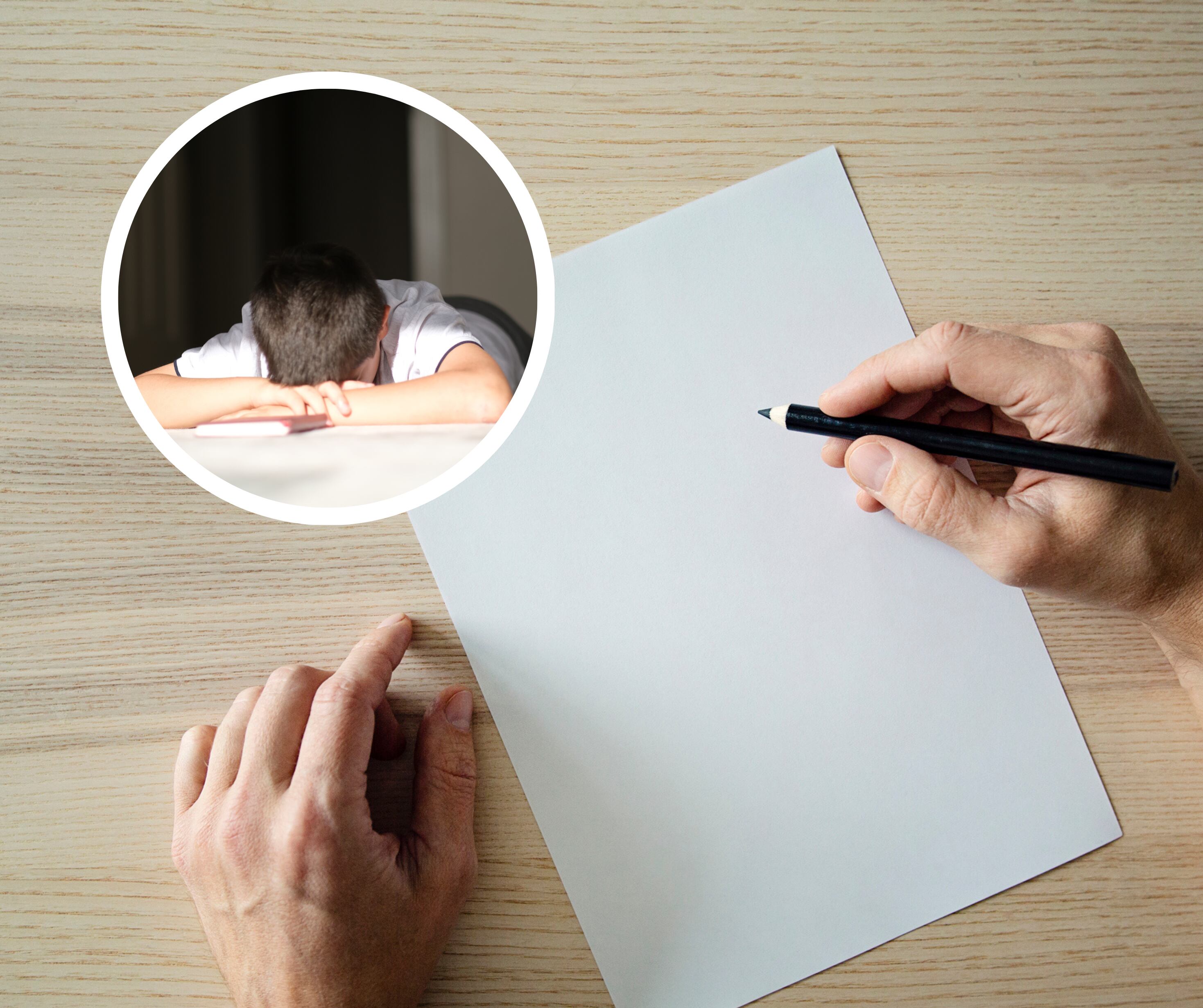 Mano sosteniendo un color negro antes de escribir junto a una persona con pereza (Getty Images)