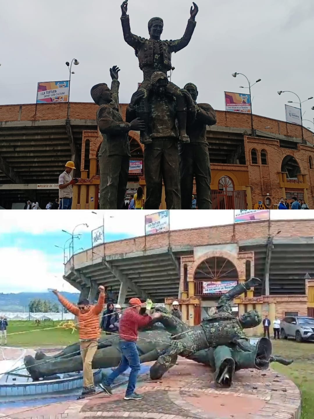 La escultura del torero colombiano César Rincón fue retirada de las inmediaciones de la plaza de toros de Duitama, tras 21 años de instalada / Foto: W Radio