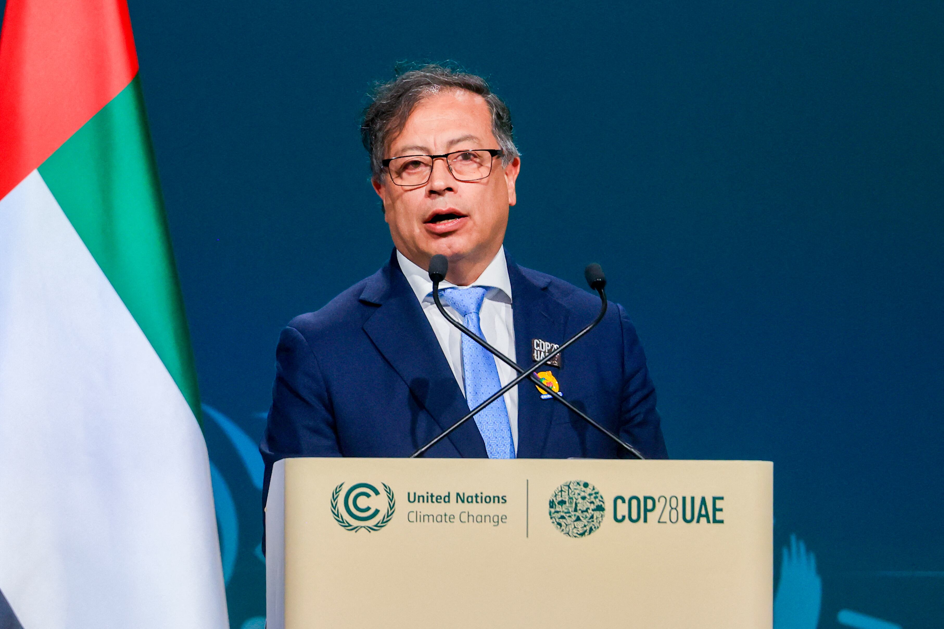 Gustavo Petro, presidente de Colombia, en la  COP 28 que se adelanta en Dubái. Foto: KARIM SAHIB/AFP via Getty Images
