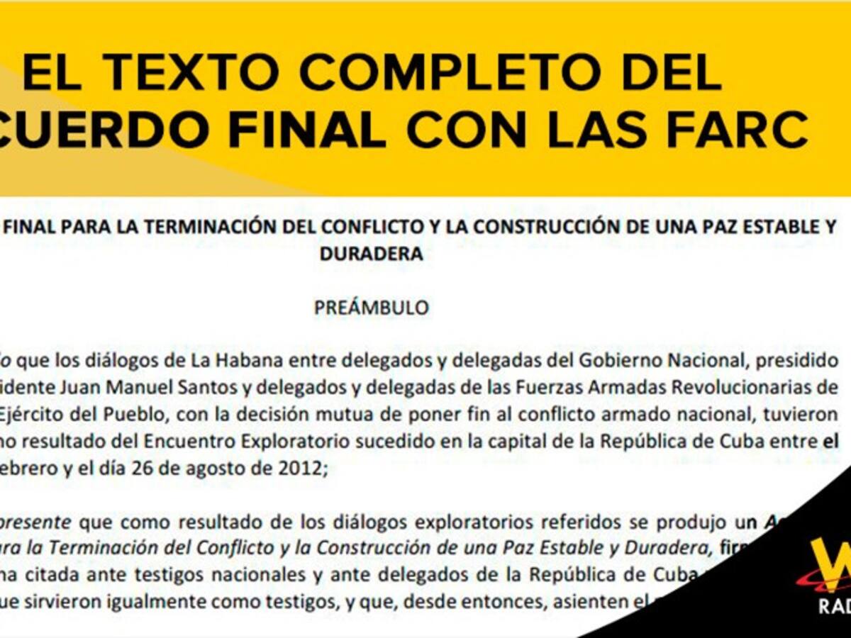 Este es el texto final del acuerdo de paz