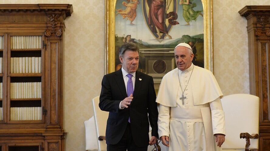 Juan Manuel Santos durante visita al Vaticano. Foto: Colprensa