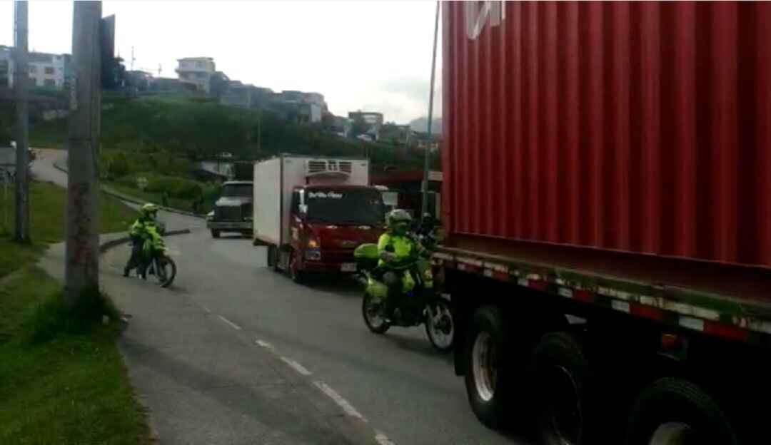 Protesta de camioneros en Manizales.