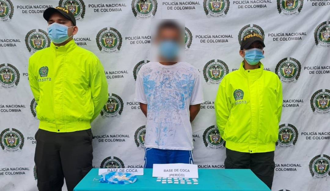 Capturaron en La Dorada, Caldas, a un posible comercializador de drogas. Crédito: Policía Caldas.