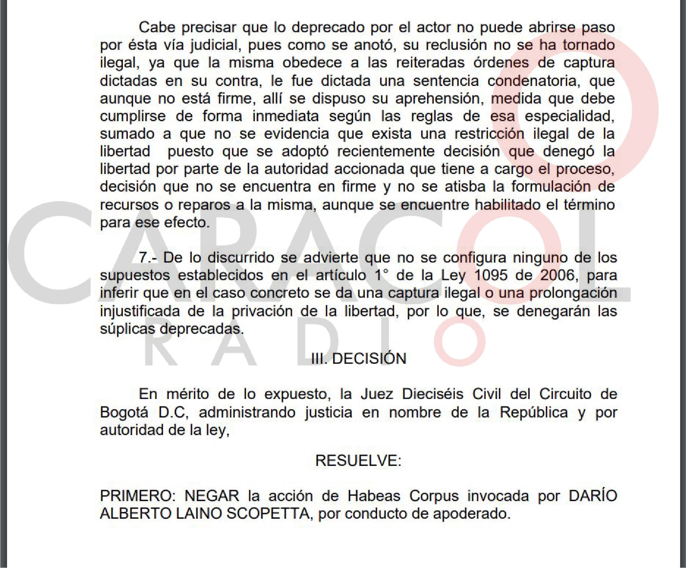 Juez ratifica que alias 'Ojitos Azules' debe seguir en prisión