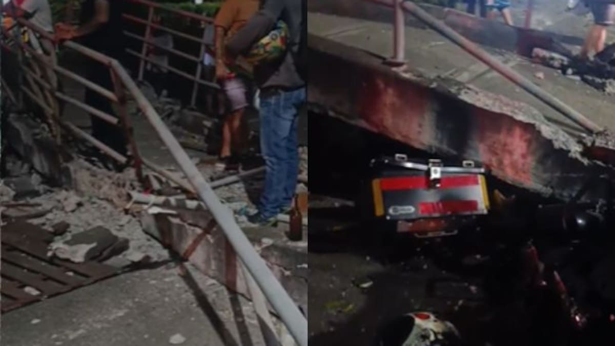 VIDEO | Tractomula provocó caída de puente peatonal en Girón: una persona fallecida y varios heridos