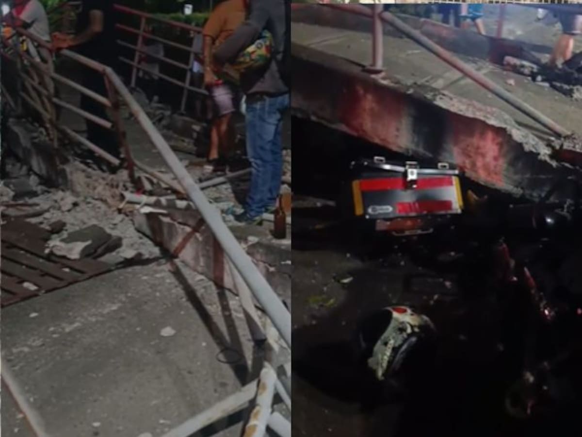 VIDEO | Tractomula provocó caída de puente peatonal en Girón: una persona fallecida y varios heridos