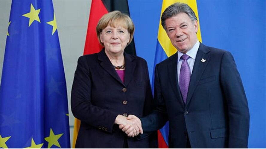 Juan Manuel Santos y Ángela Merkel. Foto: Getty Images