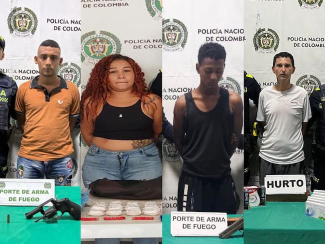 Algunas de las personas capturadas por la Policía Metropolitana de Barranquilla. Foto: Mebar.
