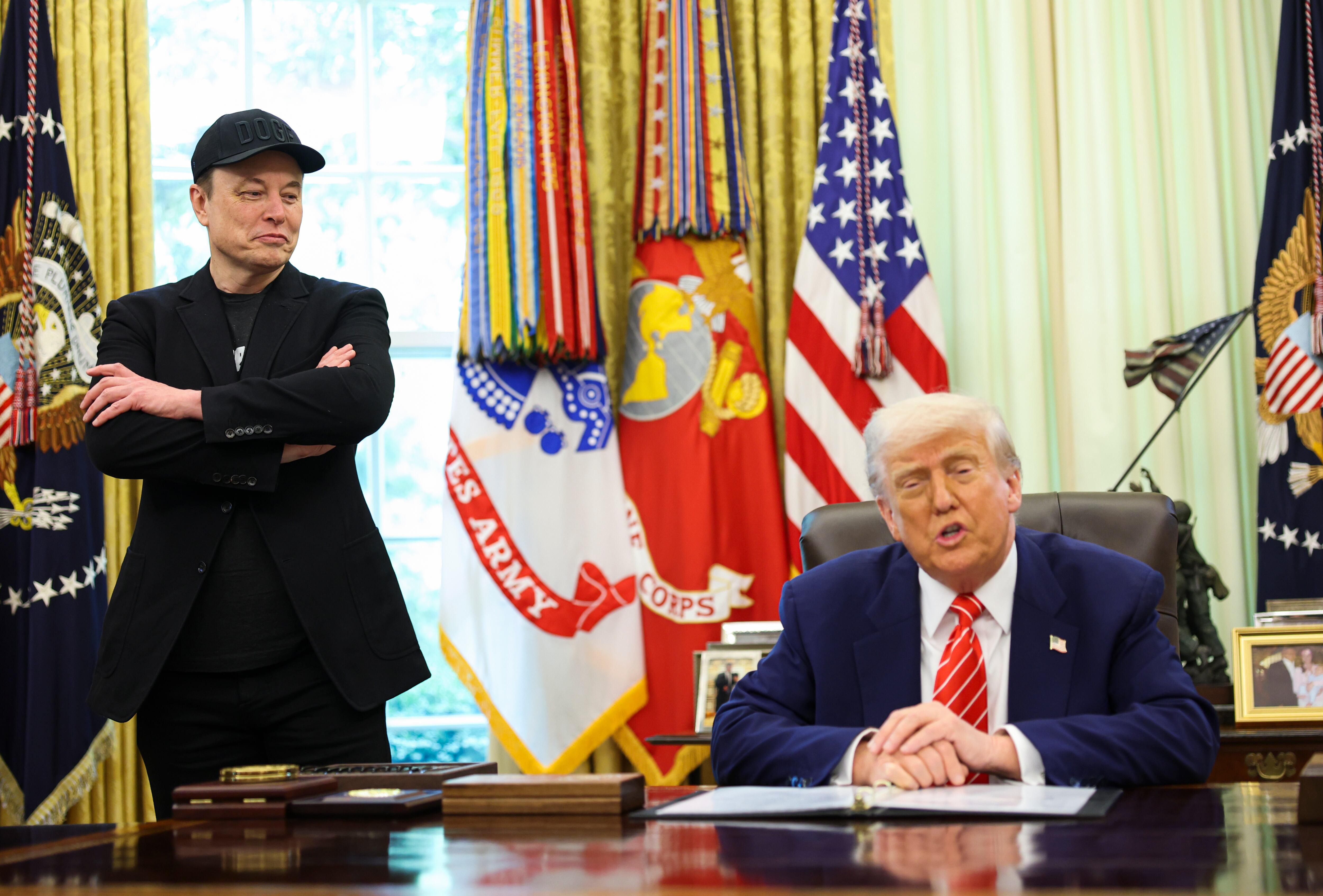 WASHINGTON, DC - MAY 30: Donald Trump ofrece una conferencia de prensa con Elon Musk . (Tom Brenner For The Washington Post via Getty Images)