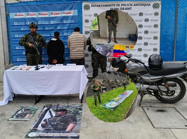 Capturados con Vallas del Clan del Golfo en el Oriente de Antioquia- foto Cuarta Brigada