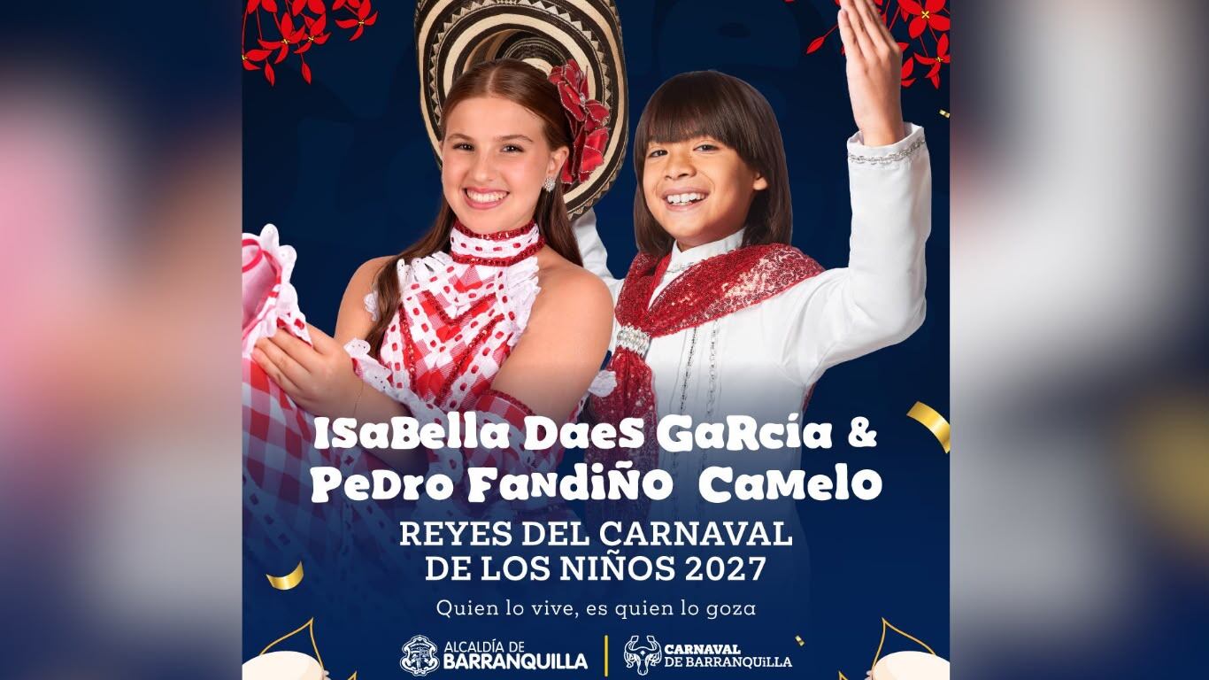 Reyes infantil del Carnaval de Barranquilla 2027. Foto: @Carnaval_SA.