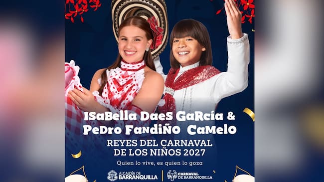 Reyes infantil del Carnaval de Barranquilla 2027. Foto: @Carnaval_SA.