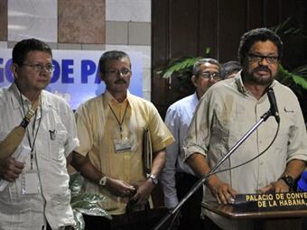 Los voceros de la guerrilla hacen declaraciones en La Habana. Foto: EFE