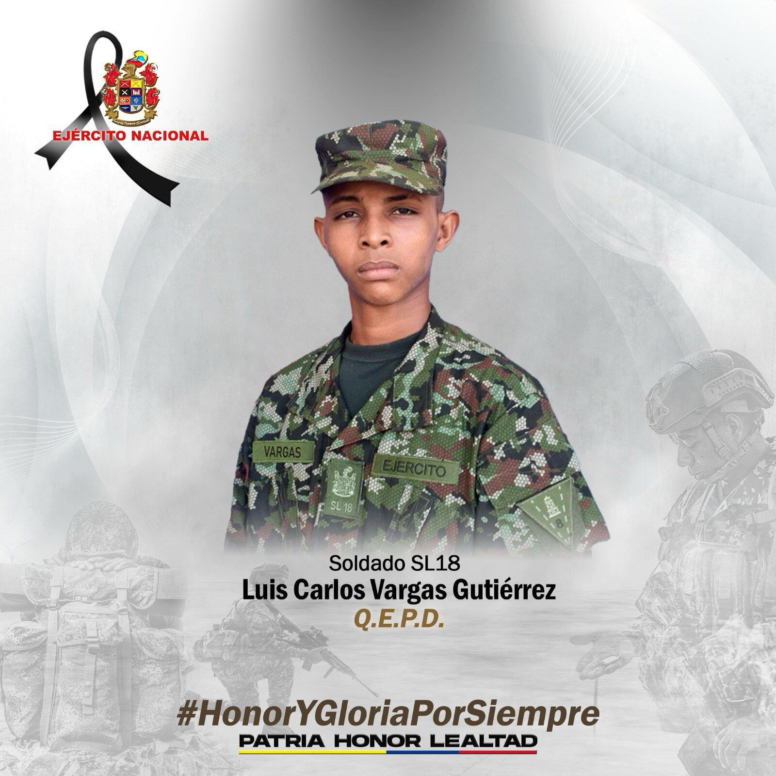 Soldado Luis Carlos Vargas Gutiérrez asesinado en Segovia- foto Séptima División