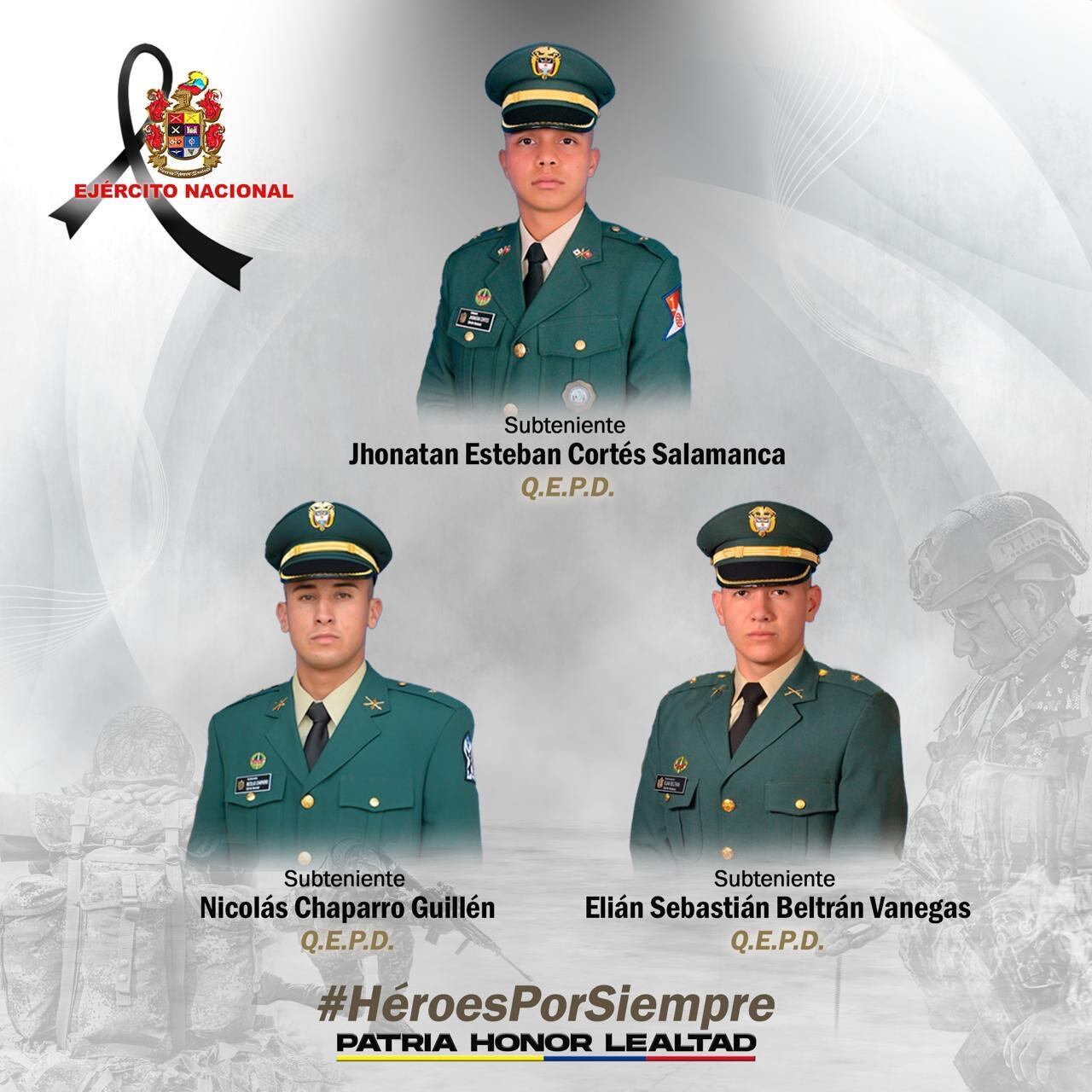 Subtenientes fallecidos en el río Magdalena.