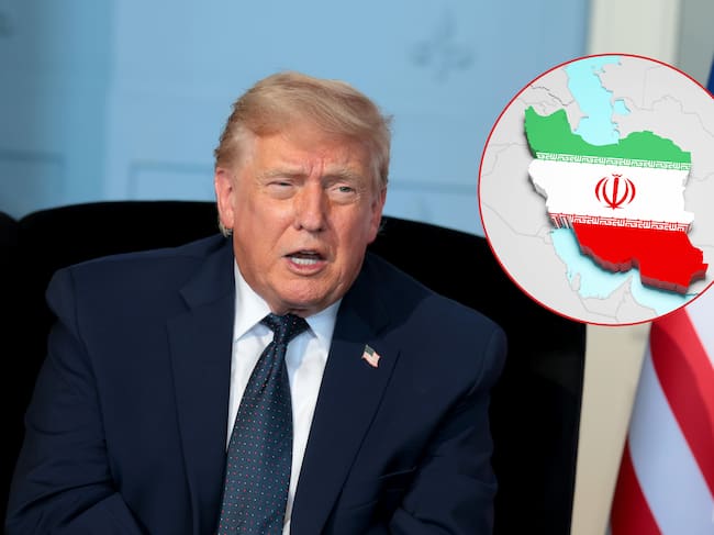 Imagen de referencia. Donald Trump en medio de conferencia G7 - Bandera de irán: Getty Images.