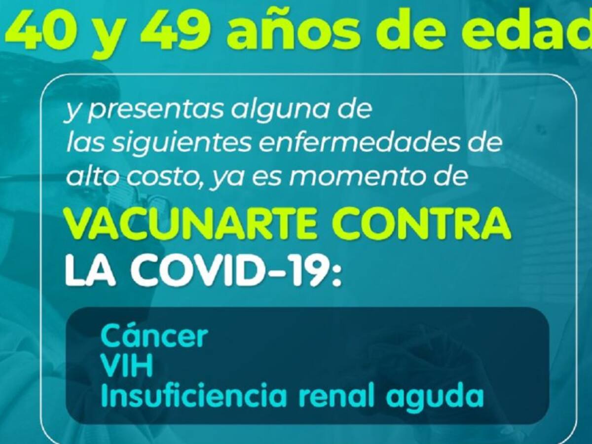 Personas entre 40 y 49 años con comorbilidades reciben vacuna anticovid